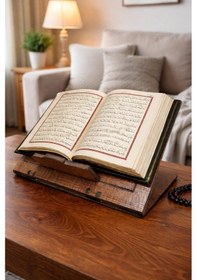 Resim Masaüstü Ahşap Rahle Katlanabilir Rahle Tabletlik Masa Üstü Rahle Kitap Okuma Standı Ahşap Sayfa Tutucu Aparatlı 