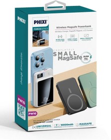 Resim Phixi Small Magsafe Powerbank Küçük Mini FastCharge 10.000mAh Kablosuz 15w Kablolu Pd Hızlı Şarj 22.5W 