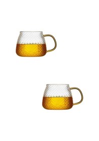 Resim Morponi Borosilikat Cam Lüks Buzlu Cam Kupa Gold Sap Detaylı 350 Ml 2 Adet Şeffaf 