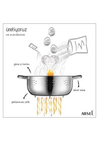 Resim Paslanmaz Çelik 304 Kalite Makarna Süzgeci 24cm Ayaklı Dayanıklı Premium Kaliteli Gümüş Rengi 