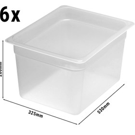 Resim Polipropilen GN Küvet 1/2 - Yarı Saydam - Yükseklik: 200 mm | CAMBRO - (6 adet) 