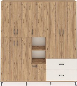 Resim Arges Dolap 12 Raflı 2 Çekmeceli Tek Askılı 220x30x243 Çam-çam/aytaşı Atlas Çam/aytası 