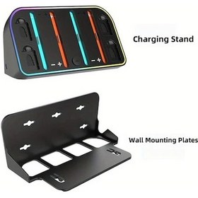 Resim Xuweiwei Siyah Rgb Duvar Montajlı Nintendo Switch 2 Şarj Cihazı Tv Dock Depolama Tutucu 4 Şarj Ünitesi 4 Kart Yuvası 