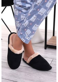 Resim Wordex U050 Unisex Kışlık Ev İçi Terliği Kürklü Yünlü Terlik Siyah 