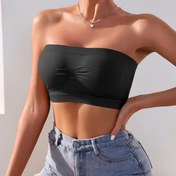 Resim 1 Adet Dikişsiz Askısız Bandeau Sütyen Kadınlar İçin - Bej, Yüksek Esneklikte Naylon Karışımı, Nefes Alabilen File Kumaş, Kaymaz, Balenksiz, Makinede Yıkanabilir - Günlük Konfor İçin Mükemmel 
