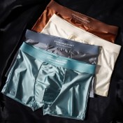 Resim 4 adet Erkek Buzlu Sliky Fiber Boxer Briefs - Nefes Alabilir Esnek Kumaş, Hafif Yazlık İç Çamaşırı, Çeşitli Düz Renkler (Siyah/Beyaz/Bej/Mavi), Günlük Rahat Giyim İçin Normal Beden, Konforlu İç Çamaşırı, Şık İç Çamaşırı, Pürüzsüz Dokuma, Modern İç Çamaşırı, Yumuşak Kumaş, Esnek İç Çamaşırı, Rahat Giyim 