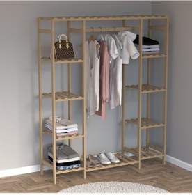 Resim Ahşap Gardırop, Masif Ahşap Dolap, Açık Dolap 150x40x180 Ahşap 