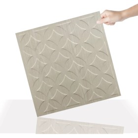 Resim 3 Boyutlu Duvar Paneli Kabartmalı Retro Desen Pvc 41X41 Cm/ 6 Adet /1 M² Beyaz Huş 