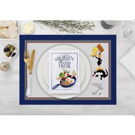 Resim Adawall Home That's All Folks Kumaş Amerikan Servis 4'lü Set 35x5 Çok Renkli 