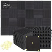 Resim 48/24/12 adet akustik yüksek yoğunluklu ses yalıtım panelleri, 30.48x30.48x2.54 cm ses emici, ofis ses yalıtımlı duvar panelleri, tavanlar, oyun odaları, kayıt stüdyolarında gürültüyü azaltmak için 