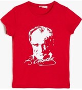 Resim Yiğit İş Elbiseleri Unısex Kırmızı Atatürk Baskılı Çocuk T-shirt 