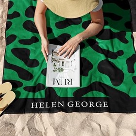 Resim New Land - Koyu Yeşil Leopar Oversize Plaj Havlusu Hgtw0001346 