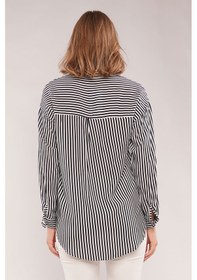 Resim Gabria Uzun Kollu Çizgili Gömlek Lacivert 