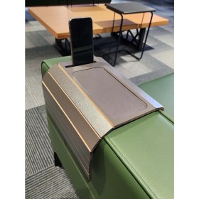 Resim Arkitekt Ex Telefon Tutuculu Ahşap Katlanır Portatif Organizer Yan Sehpa Kaydırmaz Deri Yüzeyli 
