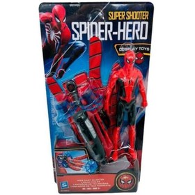 Resim SPIDERMAN Örümcek Adam Ağ Fırlatan Ok Atan Vantuzlu Eldiven Işıklı Figür Oyuncak 