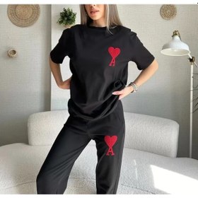 Resim Lucky Life Unisex Paçası Lastikli Eşofman Altlı Takım - Siyah 001 