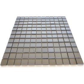 Resim MozaiKristaL Mutfak Tezgah Arası ve Iç Dekorasyon Için Leke Tutmaz Kristal Cam Mozaik. Renk: Mat Füme Ayna. Cam Ölçüleri: 23X23X4 Mm. File Ölçüsü: 30X30 Cm. ( 1 Koli=11 File Karo=1 M2 Fiyatıdır ) 