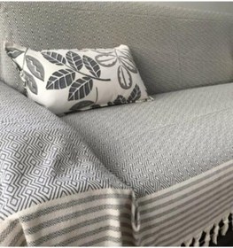 Resim Genel Markalar Boy Kolları Örten Pamuklu Koltuk Örtüsü Takımı 3+3+1+1 gri krem 160 x 300 