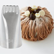 Resim 1 adet Paslanmaz Çelik Makarna Süsleme Ucu - DIY Tatlılar, Kekler ve Makarnalar için Beş Çizgili Hamur Dolma Aracı, Krem Makarna Şekerleme Aksesuarı | Şık Makarna Dekoru | Dayanıklı Pişirme Yardımcısı 