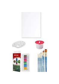 Resim Akrilik Boya Seti 9 Ml 12'li Tuval Seti 35x50 Tuval Çok Renkli 