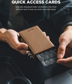 Resim Airtag Tutuculu Pop-Up Kartlık, RFID Koruma, Metal Gövde, Deri, Minimalist Tasarım - Yeşil 