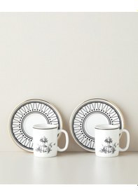 Resim English Home White Chic Bone Porselen 4 Parça 2 Kişilik Kahve Fincan Takımı 90 Ml Siyah-beyaz-gold Siyah-beyaz-gold 