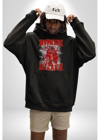 Resim Anime Kaede Rukawa Basketbol Karakteri Kadın Erkek Siyah Kapüşonlu Sweatshirt Hoodie Siyah 