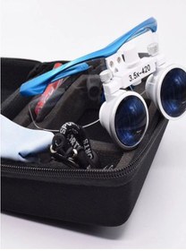 Resim Binoküler Loupes Diş Cerrahi Binocular Loupes Gözlük Lens Büyüteç 3.5x 420mm Mavi Renk(taşıma Çantası ) 