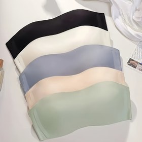 Resim 5 adet Kadın Strapless Push-Up Sütyen Seti - Kablosuz, Çıkarılamayan Pedler, Zarif Düz Renk Seçenekleri (Siyah, Bej, Hafif Mavi, Mint Yeşil, Koyu Gri) Günlük ve Resmi Giyim için, Günlük İç Çamaşırı | Zarif Sütyen Seti | Çıkarılamayan Pedler 