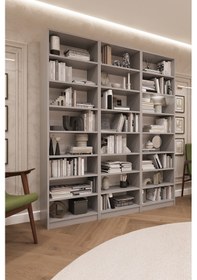 Resim Asra Trend %100 MDFLAM Kül Gri Kitaplık K-22 