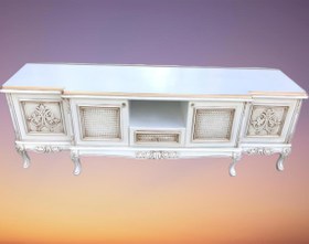 Resim TV Sehpası Büyük Lüx Model Lükens ASLAN Ayak Oymalı Gölge Varak 200 cm El Yapım 
