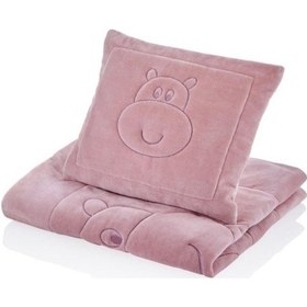 Resim Yastıklı Kadife Battaniye Gül Kurusu Çok Renkli 