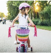 Resim Padalink Çocuk Bisikleti Eriği Seti: Küçük Renkli Plastik Simülasyon Sünger Sepet, Zil, Akıcı Şeritler Ve Çıkartmalar - 12-18 İnç Bisikletler İçin Uygun Çok Renkli 
