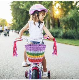 Resim Padalink Çocuk Bisikleti Eriği Seti: Küçük Renkli Plastik Simülasyon Sünger Sepet, Zil, Akıcı Şeritler Ve Çıkartmalar - 12-18 İnç Bisikletler İçin Uygun Çok Renkli 