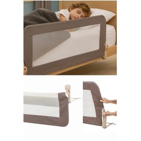 Resim Wellgro Premium 120x65 CM Deri Kılıflı Yatak Bariyeri Katlanır Yatak Korkuluğu Kahve 