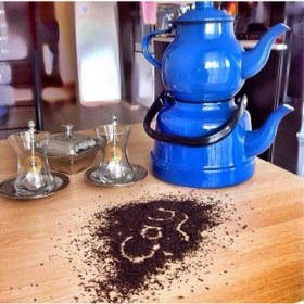 Resim Ebru Metal Emaye Mavi Renk Çaydanlık 22 No / 4,2 Lt Emy-22 