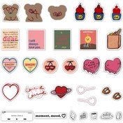 Resim Kiraz Aşk Karikatür Çıkartması Kendinden Yapışkanlı Dekorasyon Çıkartması Su Geçirmez Yırtık Dıy Günlük Albümü Ajandası 