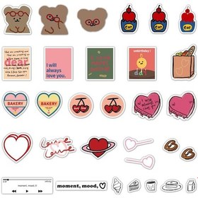 Resim Kiraz Aşk Karikatür Çıkartması Kendinden Yapışkanlı Dekorasyon Çıkartması Su Geçirmez Yırtık Dıy Günlük Albümü Ajandası 