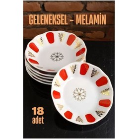 Resim ÖYKÜ VE YİĞİT Melamin Çay Tabağı 18 Adet Geleneksel Türk Çay Bardağı Altlığı 