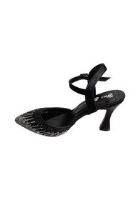 Resim Yazkış Kadın Siyah Gümüş Altın Üzeri Taşlı Önü Kapalı 9cm Kadeh Topuk Düğün Nişan Abiye Ayakkabı 001 