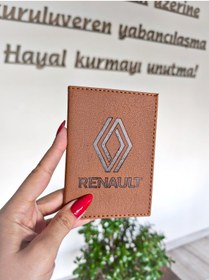 Resim EFE DERİ Renault taba Deri taba köşelikli Dikişli Araç Ruhsat Kılıfı Kabı Oto Ruhsatlık Araba Ruhsat Koruyucu 