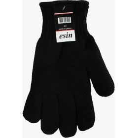 Resim Esin Erkek Yün Triko Çift Kat Eldiven Siyah 