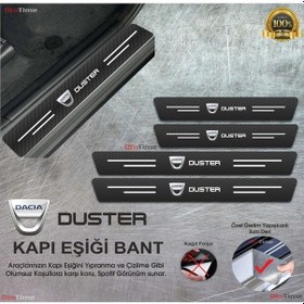 Resim Dacia Duster Uyumlu Karbon Kapı Eşiği Koruyucu Suni Deri 4'lü 