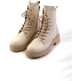 Resim Bej Hakiki Deri Kadın Bot & Bootie K02040451203 Bej 