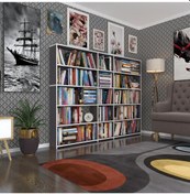 Resim Kenzlife Kitaplık Süper Ga 150 200 19 Gri 5 Katlı 3 Bölme Çift Bölme Opsiyonlu Ofis Mutfak Banyo Dolabı Arkalıksız Çok Renkli 