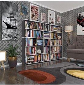 Resim Kenzlife Kitaplık Süper Ga 150 200 19 Gri 5 Katlı 3 Bölme Çift Bölme Opsiyonlu Ofis Mutfak Banyo Dolabı Arkalıksız Çok Renkli 