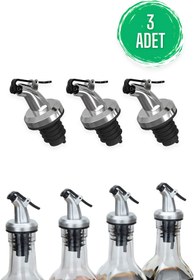 Resim Fresh Moon Yağdanlık Ucu 3'lü Sızdırmaz Kapaklı Şişe Ucu Tıpa Silikon Yağ Dökme Aparatı Yemek Pişirme 