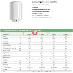 Resim Baymak Aqua Konfor Silindirik 80 Litre Elektrikli Termosifon Mtk-80 (MONTAJ HARİÇ) 