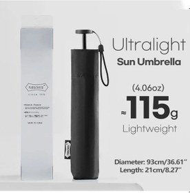 Resim Elmpaly Siyah 111g Karbon Fiber Katlanır Uv Koruma Rüzgar Geçirmez Seyahat Şemsiyesi 