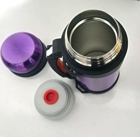 Resim 1.2 L Taşınabilir Çelik Termos 12 saat koruma Katlanır Sap Geniş Ağız Yemek İçecek Çay Kahve Termosu 